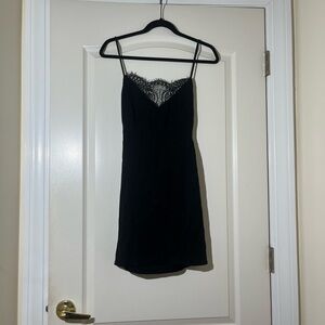 NBD Black Lace-Trim Mini Dress